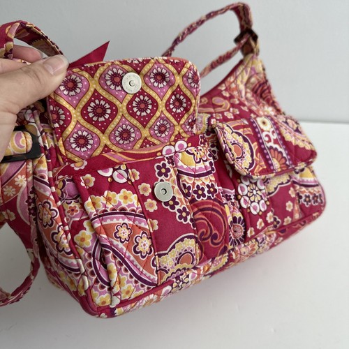 Vera Bradley Crossbody Bag Cargo Sling Purse Raspberry Fizz Paisley Floral Pink - Picture 6 of 13