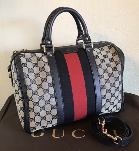 Gucci Large GG Monogram Boston Web Stripe Handbag