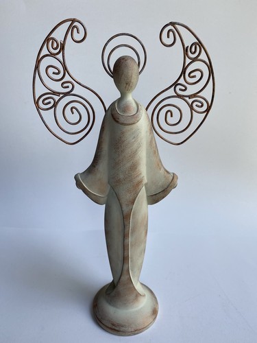 Porzellan und Kupfer Engel Figur - Bild 1 von 2