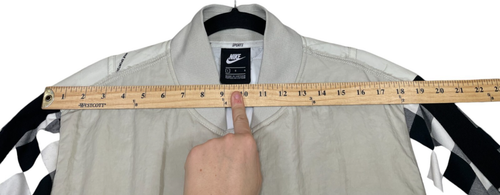 Nike NSW Bomber Jacket Mens L Black White Light Bone Plaid Check Sleeves Zip - Picture 14 of 19