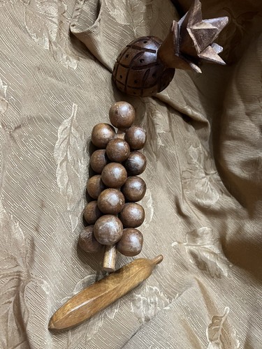 Vintage MCM Wooden Fruit Bowl Set Carved Wooden Fruit with 9 Pieces 10” W - Bild 3 von 8