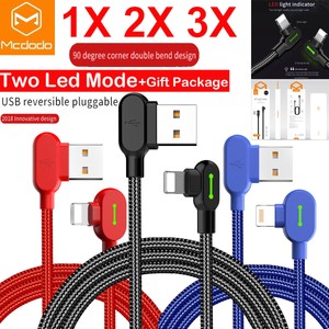 LOT-Mcdodo-90-Degree-Led-Right-Angle-USB-Charger-lightning-Cable-F-iPhone-8-7-6s