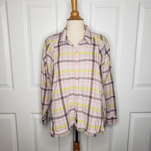 We The Free Seeking Starlight Plaid Gauze Button Down Shirt XS Free People Boho - Picture 2 of 18