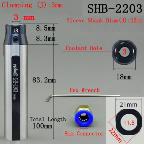 Manga de barra perforadora de torno D22 mm SHK para sujeción D3/4/5/6/7/8/10/12 mm refrigerante SHB - Imagen 10 de 17