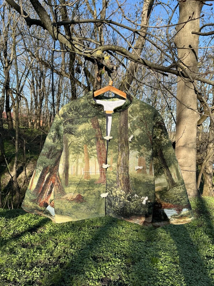 Jaqueta masculina grande japonesa desgastada feita à mão - Imagem 2 de 4