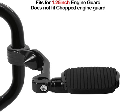 Footpeg w/ Brackets 1-1/4" Black Pedal For Harley Softail Sportster Dyna Touring - Picture 5 of 10