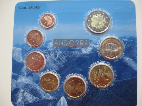 ANDORRA 2014 KMS COIN SET ST BU 3,88 EURO KURSMÜNZENSATZ IM BLISTER - Picture 2 of 5