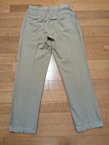 Polo Golf Ralph Lauren Pants Men 36W x 34L Khaki Tan Silk Blend Trousers Pleated - 第 4/8 張圖片