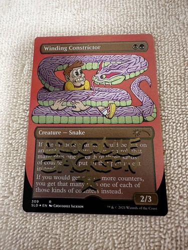 MTG Magic Winding Constrictor FOIL x1 Signed Proof Secret SLD Crocodile Jackson - Picture 1 of 2