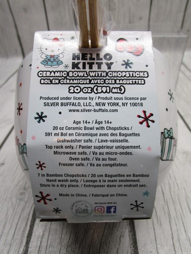 Hello Kitty Christmas White Ramen Noodle Bowl Chopsticks New Sanrio 2023 - Picture 4 of 4