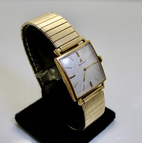Rare Bucherer 18K Solid Gold Square 17 Jewel Men's Watch , Grand Prix Buren Mvmt - Picture 2 of 7
