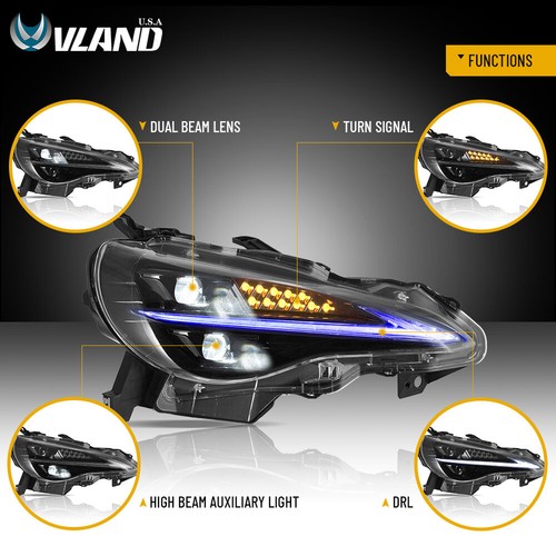 VLAND LED Headlights w/DRL Animation For 2013-20 Subaru BRZ/Scion FR-S/Toyota 86 - Picture 8 of 18