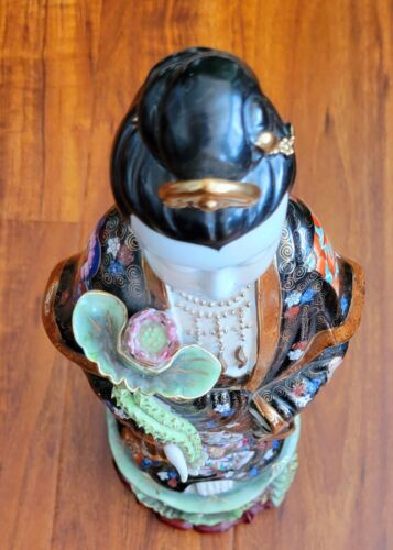 Chinese Japanese Kwan Yin Statue Famille Rose Noir Large 22" Immortal Rare HTF! - Picture 21 of 23