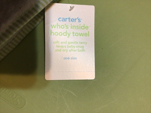 Carters Just One Year Baby - White Hooded Towel BABY Appliquéd Neutral NWT L-3 - Picture 2 of 4
