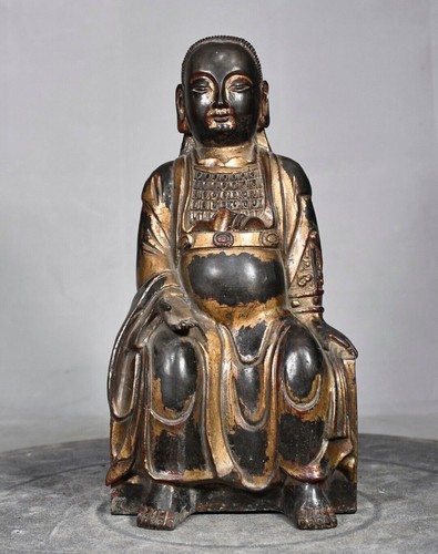8,7 Zoll China alter tibetischer Buddhismus Tempel Bronze vergoldet Kaiser Zhenwu Buddha Statue - Bild 2 von 9