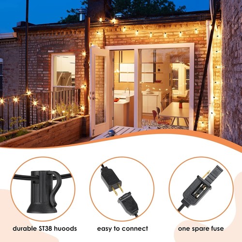 Outdoor String Lights Led 50FT, Commercial Dimmable Grade Patio Lights E12 Bulbs - Picture 10 of 20