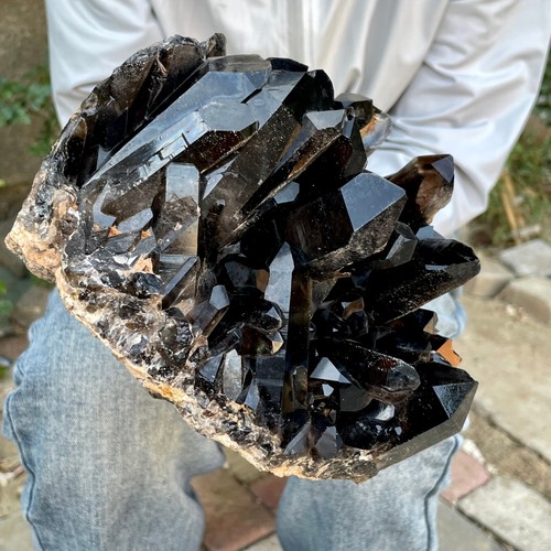 6.65LB Natural Black Smoky Quartz Crystal Cluster Raw Mineral Specimen - 第 5/14 張圖片