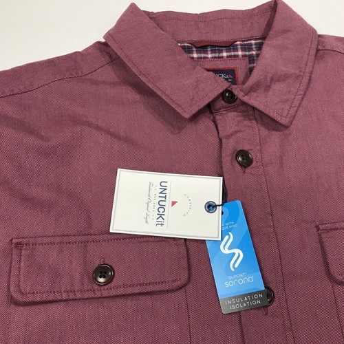 UNTUCKit Hombre Camisa Botón Chaqueta Franela Forrada Borgoña XL Ziraldo Nueva $148 - Imagen 6 de 14