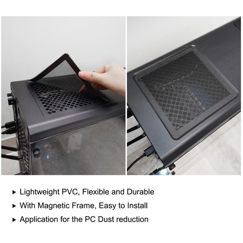 Ekran wentylatora kurzu PC z ramą magnetyczną do pokrywy obudowy chłodzącej PVC 140mm 2szt - Zdjęcie 5 z 5