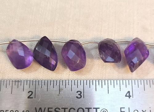 Natural Amethyst Fancy Gemstone 12x12mm to 13x21mm Faceted Rose-Cut Beads - Picture 3 of 8