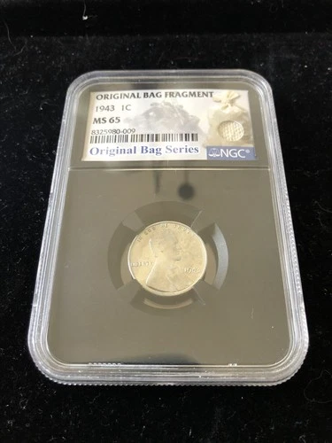 1943-P 1C NGC MS65 Lincoln Steel Wheat Cent With Original Bag Fragment #2