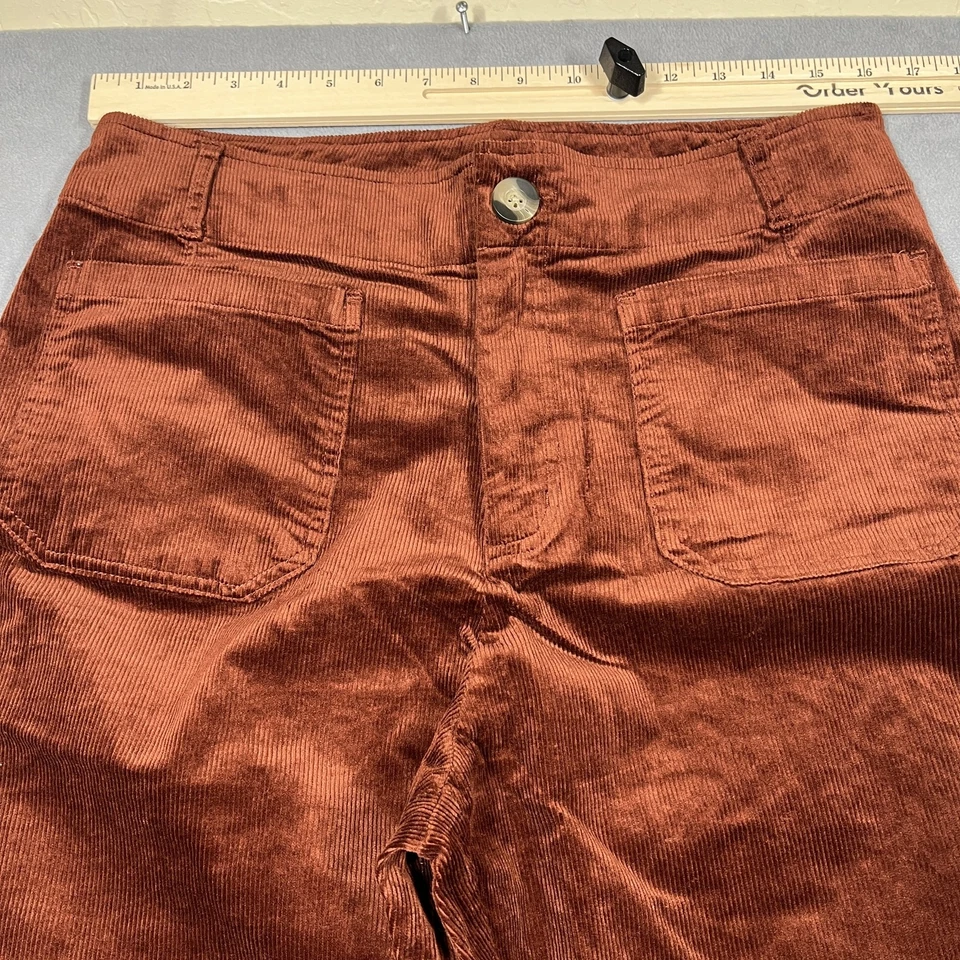 Pantalones Matty M para mujer XL marrón pana tiro alto pierna ancha elásticos bolsillos modales Foto 4 de 4