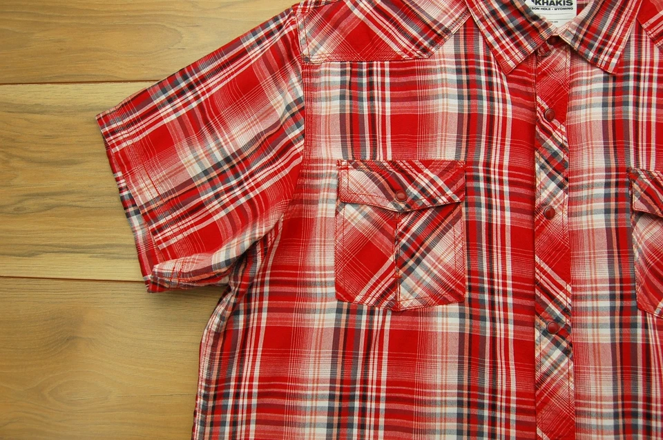 Mountain Khakis Shirt Mens XL Red Plaid Pearl Snap Western Short Sleeve Outdoors - Image 3 of 4