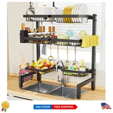 Sturdy 3-Tier Dish Rack with 6 Baskets & Accessories - Perfect for Over Sink Use