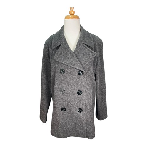 Abrigo J. Percy 100% Lana Merino Guisante Gris Oscuro Náutico Talla 6 Hecho en EE. UU. Perfecto - Imagen 12 de 12