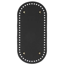 Oval PU Leather Bag Bottom Shaper with Holes & Nails 9.8x4.7 Inch Black