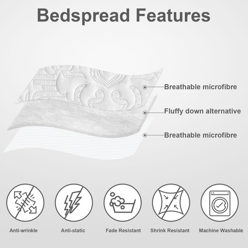 Hansleep White Quilt Queen Size Bedding Set, Lightweight Coverlet Queen Size, - Picture 3 of 6