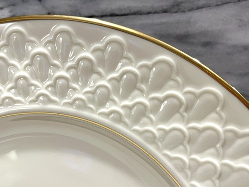 6 Lenox Jacquard Gold geprägt Speiseteller Made in USA wunderschön! NEU - Bild 2 von 15