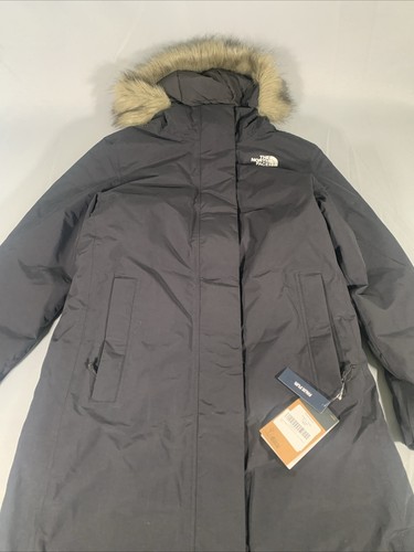 The North Face Arctic Parka Down Warm Winter Jacket Black Brown Women's Large B2