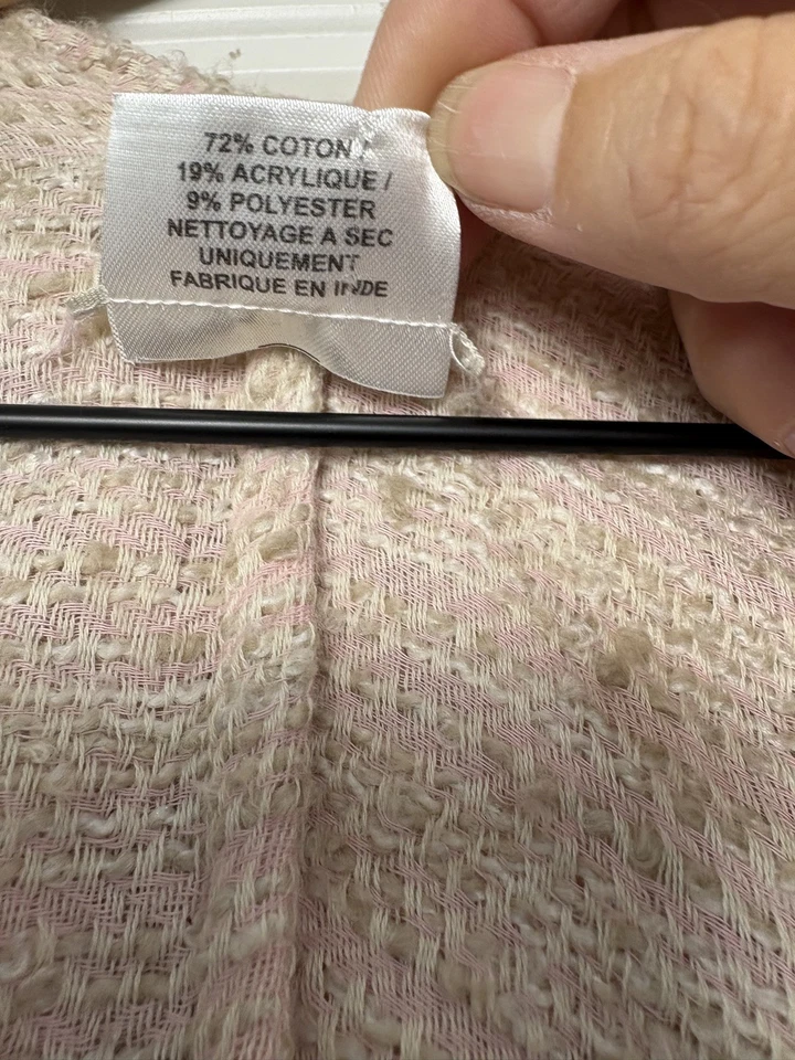 Free People OS Hooded Fringe Poncho Boho Pink and Cream Wrap Cardigan Foto 2 de 4