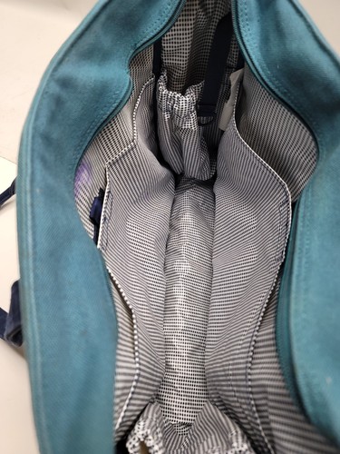 LL Bean Insulated Canvas Tote Shoulder Bag Cooler Turquoise Blue Vintage Rare - Picture 10 of 15