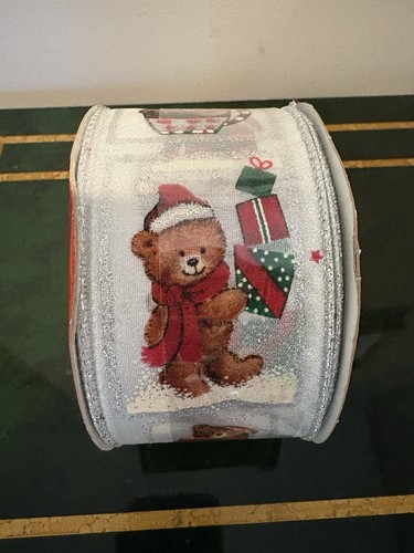 Neu Michael’s Mega Rolle Vintage Weihnachten Band Bären Drahtkante 30 Fuß x 2 1/2 Zoll breit - Bild 1 von 4