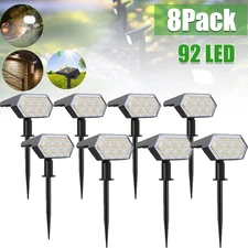 1-8Pcs Solar Lights Outdoor Waterproof 92 LED Garden Yard Pathway Lawn Spot Ligh