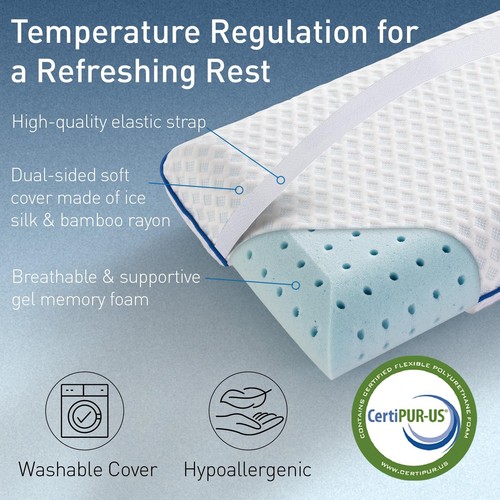 Cooling Travel & Camping Memory Foam Pillow for Sleeping,Contoured Support Me... - Bild 2 von 9