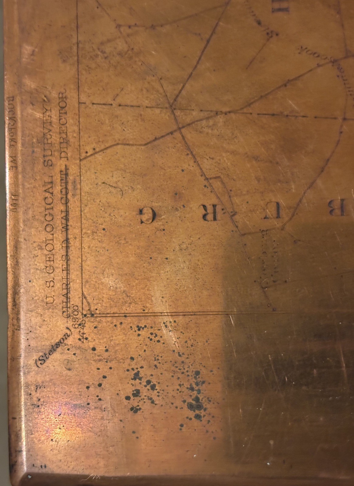 VERY RARE 1928 USGS ANTIQUE COPPER MAP PRINTING PLATE BUCKSPORT ME