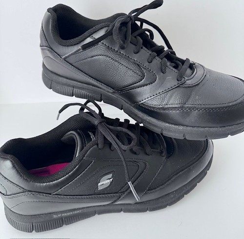 S Sport by Skechers Men's Nampa Work Black Faux Leather Slip Resistant Lace Up