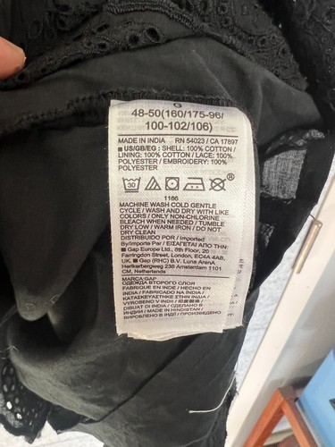 GAP Damen-Minikleid schwarz Ösen Spitze Knopfleiste Größe Large - Bild 6 von 6