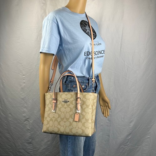 NWT Coach C4250 Mollie Tote 25 In Signature Canvas IN Light Khaki Faded Blush - Picture 10 of 10