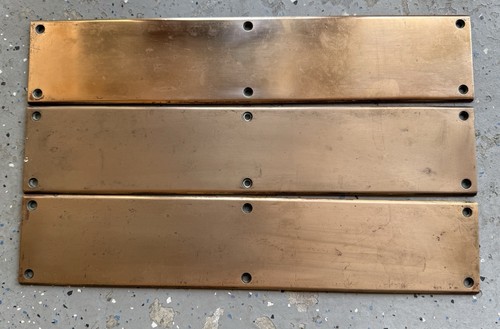 Vintage dicke massive Messing kommerzielle Tür Drückerplatte 3 "x 15" Qualität Hardware - Bild 1 von 2