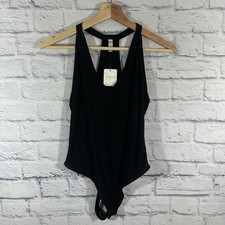 NWT Intimately Free Sleeveless Ribbed Halter Bodysuit Clean Slate Medium Black