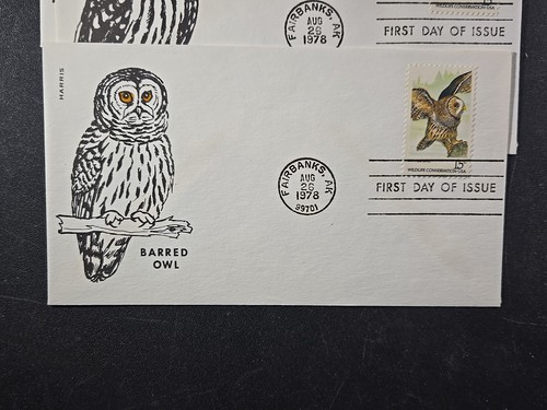 1978 US AMERICAN OWLS FDC Scott# 1760-1763, 1763A, HARRIS Set of 5 - stk#KR11 - Picture 3 of 6