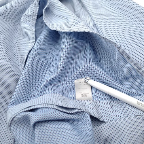 Eton Men Shirt Blue Slim Fit Geometric Cotton Yg4 Size 16 41 - Picture 5 of 7
