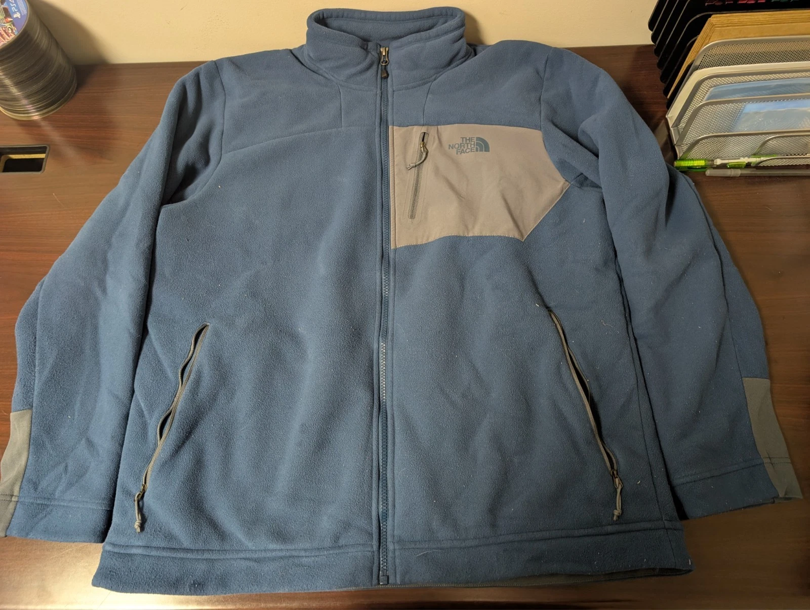 The North Face Teal/gray Fleece Zip Up Jacket Men's Size XL (148)