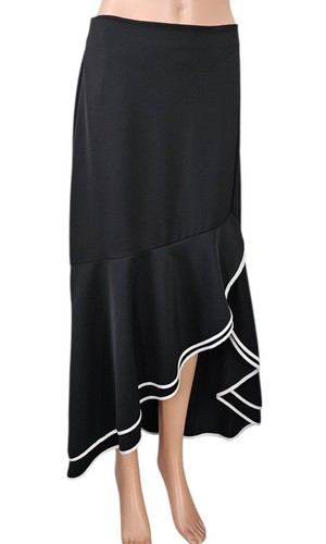 C. WONDER by CHRISTIAN SIRIANO Black Asymmetric White Trim Maxi Skirt S - Picture 3 of 5