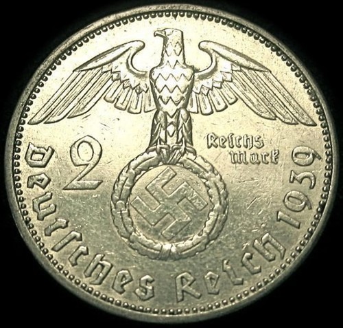 1936-1939 Silver 2 Reichsmark Coin - Various Grades, Authentic German Currency - Picture 3 of 6