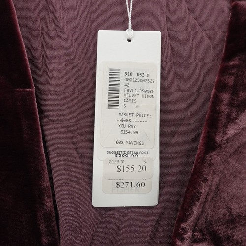 Eileen Fisher Velvet Kimono Open Jacket Small Red Womens Silk Blend Pockets NWT - Picture 10 of 13